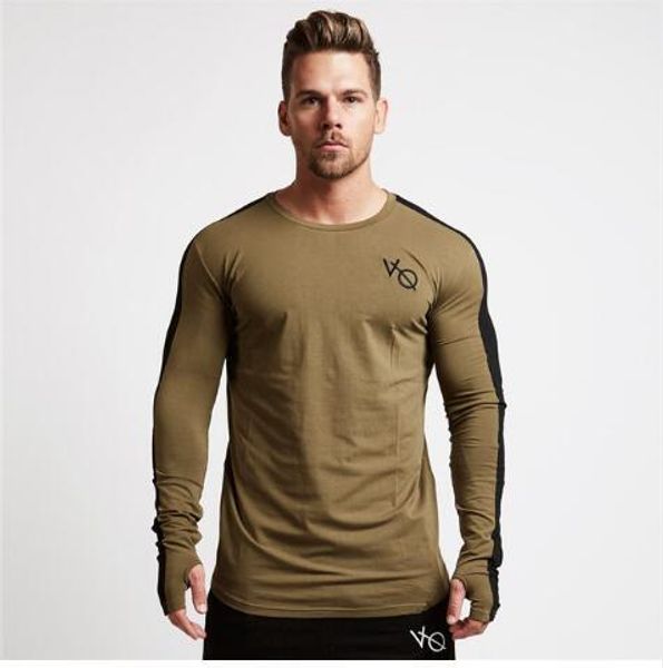 

новая весна лето новые люди с длинным рукавом хлопок реглан рукав спортивные залы фитнес тренировки одежда мужчины повседневная мода марка т, White;black