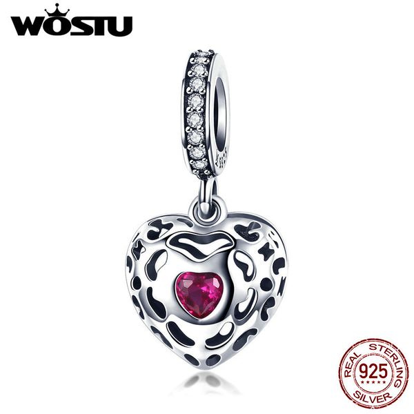 

wostu real 100% 925 sterling silver gem love charm fit bracelet & necklace pendant lovely unique luxury jewelry gift cqc1007, Bronze;silver