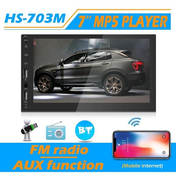 

car stereo classic delicate texture hs-703m 2 din car stereo 7 inch touch screen usb fm radio bluetooth head unit