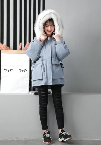 

2019 winter new short fashion warm plus size loose female down jacket, Black