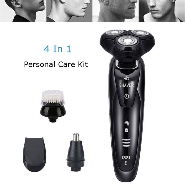 

4 in 1 men shaver kit floating electric razor waterproof sideburns and nose trimmer triple blade usb charging shaving machine 40