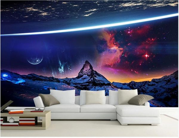 

modern fantasy universe starry mural wall paper mountains landscape for living room bedroom tv background wallpaper for walls 3 d