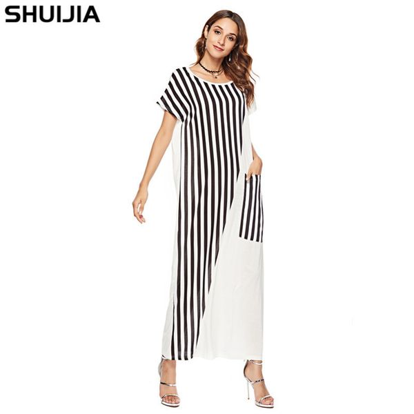 

womens designer striped pocket stitching dressqv48, Black;gray