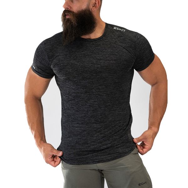 

quick dry echt men's jersey m-xxl gym running soccer fitness short tennis sleeve tight t-shirts shirt t-shirts size compression adpxd, Black
