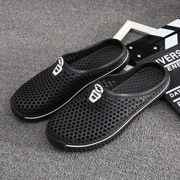 

beach couples porous shoes fashion anti-slip sandals men daily life slipper home slippers shoe, Black