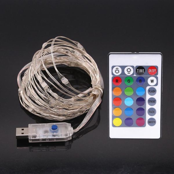 16ft LED Luzes Cordas USB Multi Color Trocar Luzes Da Corda de Fio de Cobre com Controle Remoto Luzes À Prova D 'Água para o Jardim Do Pátio de Natal