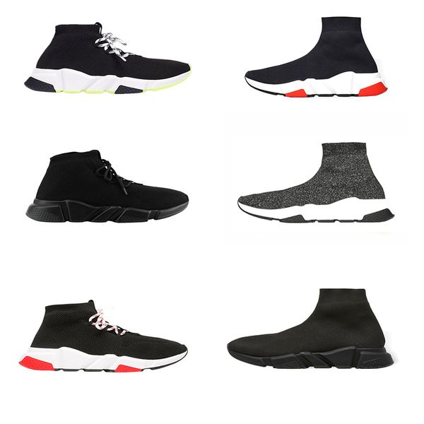 

men women insbalenciaga sock shoes paris famous shoes with white texture sole designer sock shoes size 36-45, Black
