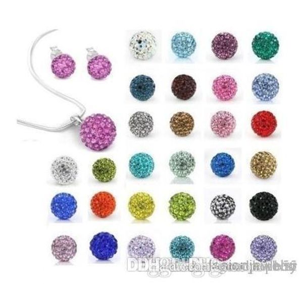 

10pcs/lot 10mm crystal clay ale disco bead rhinestone crystal set necklace studs earrings drop jewelry set g421 w62 e23, Black