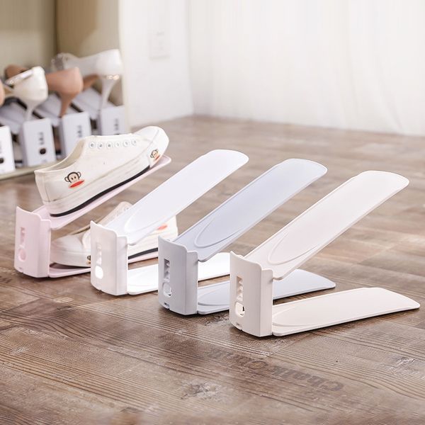 

2887 creative plain double layer adjustable simple shoe rack dustproof storage shoe rack household shoes storage