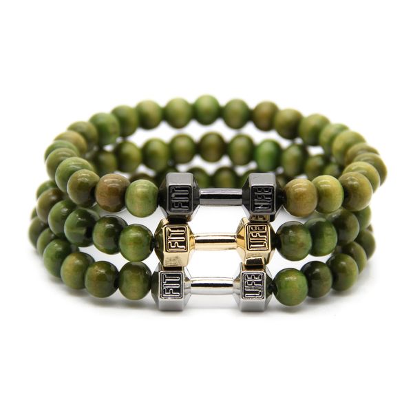 

ailatu alloy metal fitness fashion dumbbell bracelet, men's powerful gym barbell gift, Golden;silver