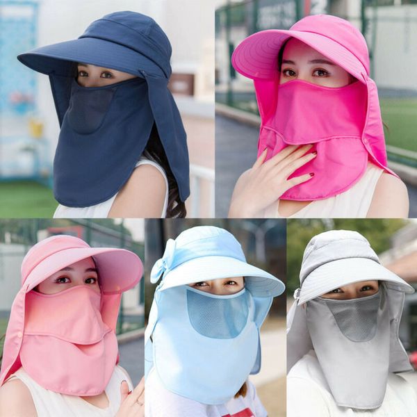 

outdoor fishing hat sun protection neck face flap cap wide brim women farmer wide brim cap neck work sun protection hats, Blue;gray