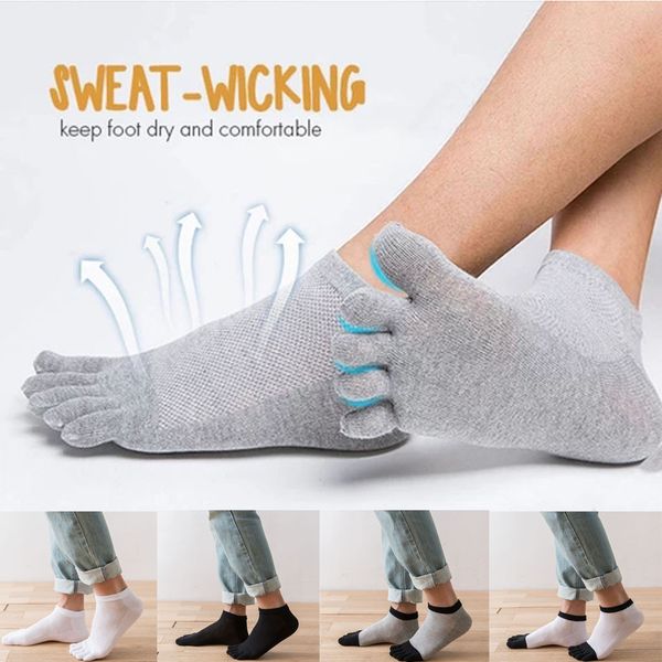 

#40 3 pairs toe socks casual solid color anti-odor bamboo fiber socks breathable five-toe sock for men women funny, Black