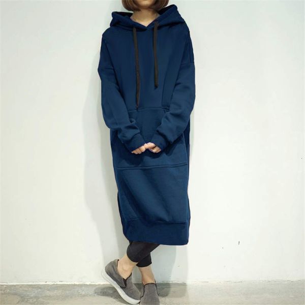 

autumn 2019 women casual hooded long sleeve long sweatshirt winter split fleece loose basic party pullover vestido designer clothes, Black;gray