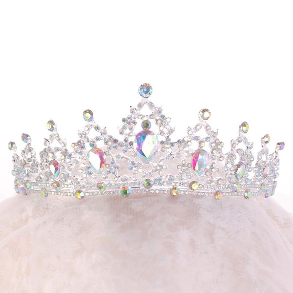 

forseven silver rhinestone crystal tiara crown de noiva headpiece bridal head jewelry diadem women wedding hair accessories, Golden;white
