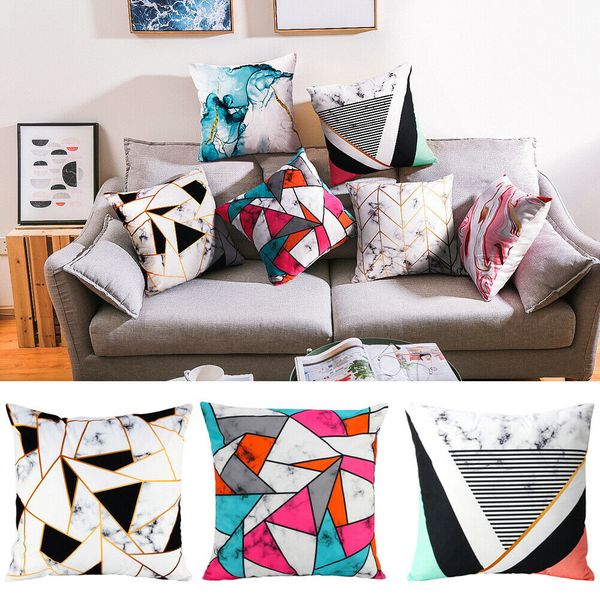 

marble geometric pillow case sofa car waist throw cushion cover home decoration