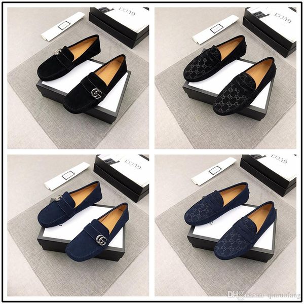 

wholesale men suede sider loafers boat shoes mens blue suede boat handmade loafers leather shoes casual shoes big size, Black