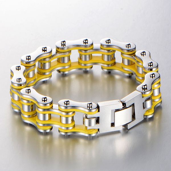 

motor bicycle polishing biker bracelet 316l stainless steel bracelet boys mens chain bangle jewelry dropshipping, Golden;silver