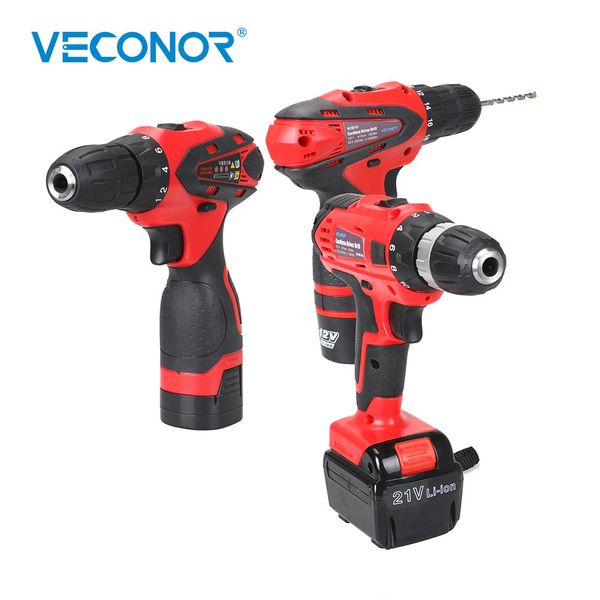 

veconor electric drill cordless screwdriver impact driver power driver tool 2 speed li-ion battery rechargeable drill
