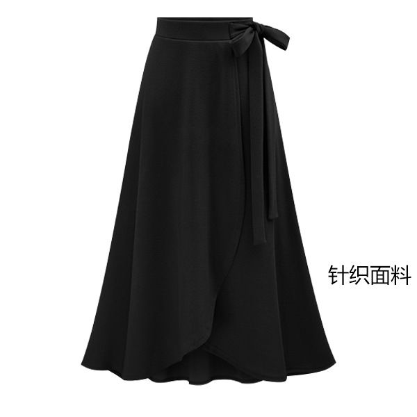 

new high-waist irregular skirt split skirt european and american large size medium and long strap women black