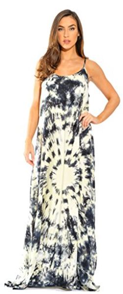 

riviera sun tie dye spaghetti strap maxi dress, Black;gray