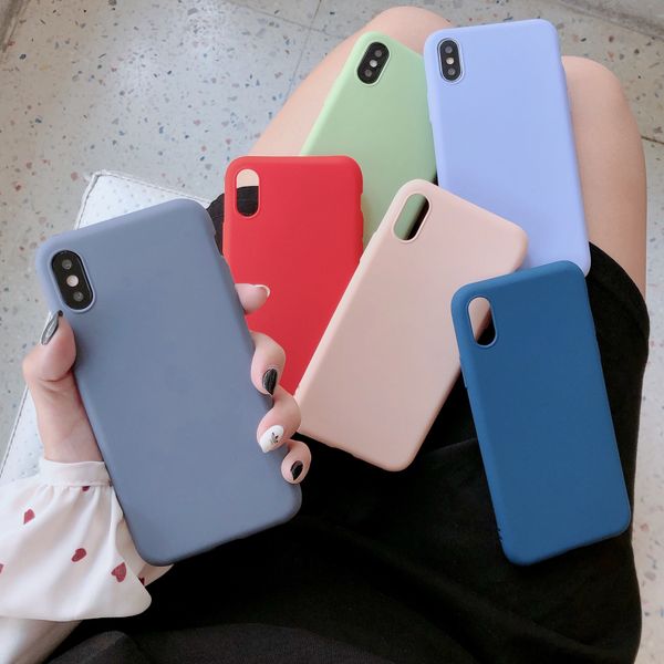 

for iphone xr xs max phone case solid color imitation liquid silicone 6 7 8 x plus tpu matte soft cell phone cases