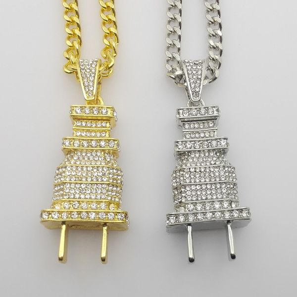 

ожерелье полный кристалл подключи 2 цвета hip hop bling iced out ювелирные изделия, Silver