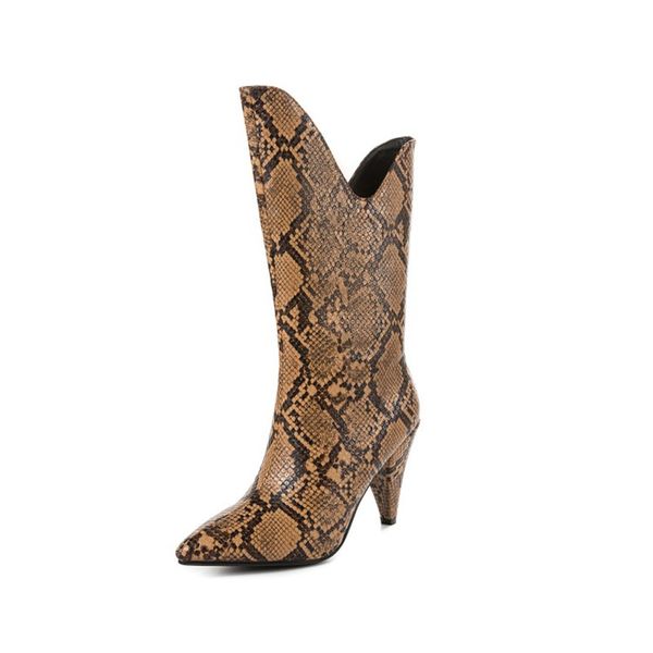 

high profile with middle pointed female boots leopard print martin boots women's shoes dark red brown bootstrap grid boots women, Black
