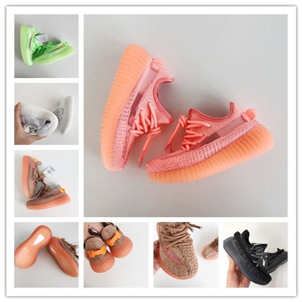 

Adidas Yeezy 350 V2 2019 Новый Kanye West Infant Clay Toddler Дети Кроссовки Static GID chaussure de sport для детей мальчиков Случайные кроссовки