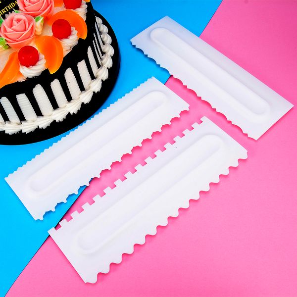 

new cake decorating comb icing smoother cake scraper pastry design textures fondant spatulas baking cake tool dropshipping