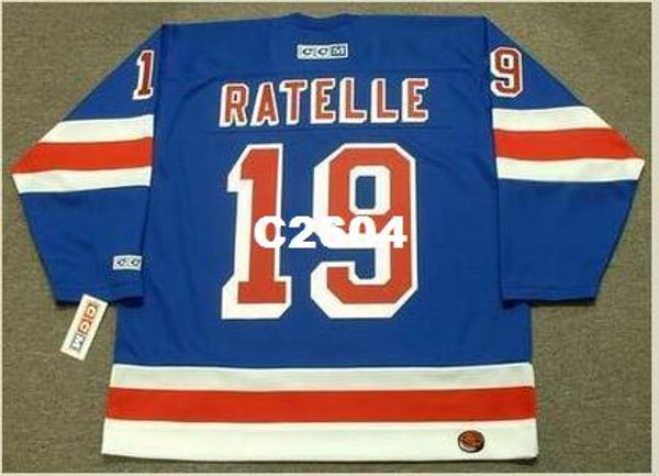 

mens #19 jean ratelle new york rangers ccm retro away hockey jersey or custom any name or number retro jersey, Black;red