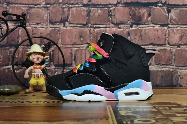 

6s kids basketball shoes new stylish black blue white gold grey red winter leather 6 6s shoes for kids boys girls