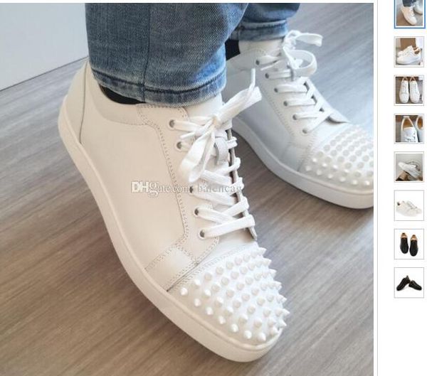 

designer shoes for man women red bottoms junior spikes flat sneakers genuine leather fashion paris dress shoes with box, Black