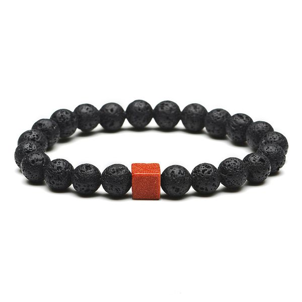 

2019 new 2 color natural stone bracelets for women men volcanic melting rock beads hand string yoga stone bead bracelets jewelry, Black