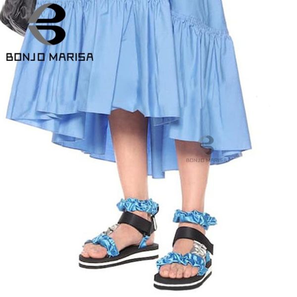 

bonjomarisa new ins summer casual flat sandals elegant light platform sandals women 2020 summer comfy low wedges shoes woman, Black
