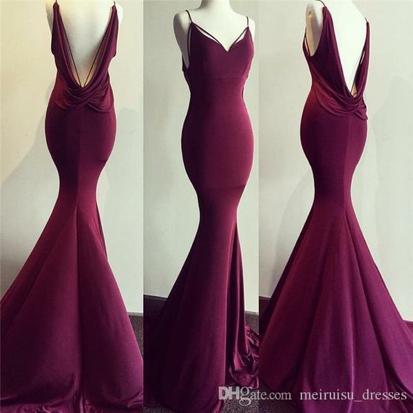 

длина sexy real фотография burgundy русалка пром платье бретельки v-образный вырез пола backless вечернего платья вечерних платья ogstuff, Black