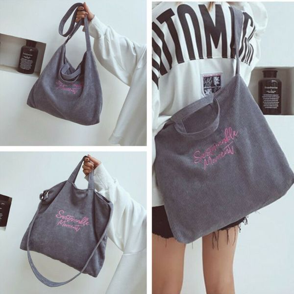 

new women corduroy bag leisure handbags ladies shoulder bag durable bags for women's large capacity bags fashion