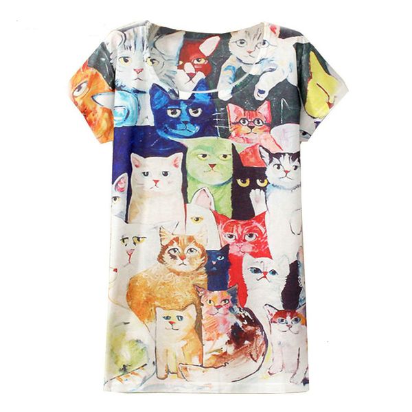 

женская дизайнер футболки для женщин дизайнера топы нового года сбор винограда способ весна животные цифровой женщин с коротким рукавом футб, White