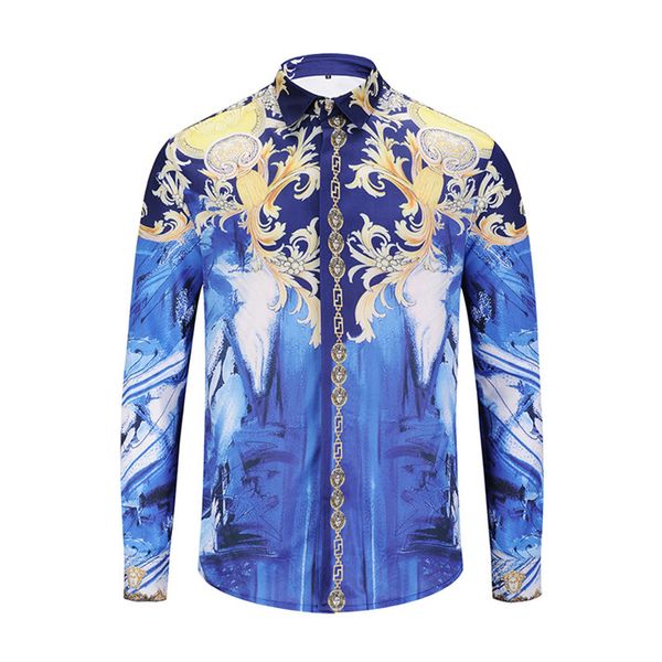 

mens versace дизайнер взрыв модели мужские рубашки хлопок высокого класса печати рубашка с длинными рукавами молодежная мода красивый лацкан, White;black