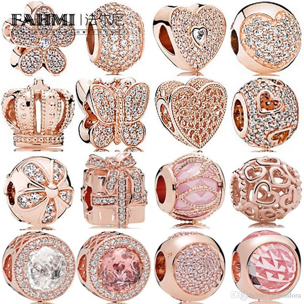 

fahmi 100% 925 sterling silver charm rose gold crown gift three beads bow temperament exquisite fashion vintage ladies women bead jewelry, Black