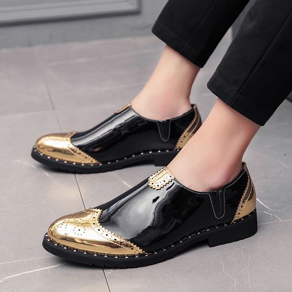 

2019 new patent leather shoes for men low fashion shoes men brand designer casual shoe male anti-slip flats sneakers for, Black