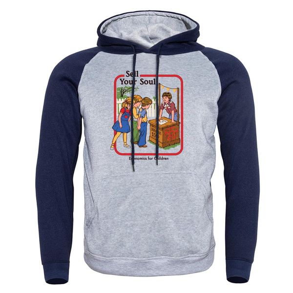 

sell your soul hoodies 2019 new cartoon sportswear fashion sweatshirts raglan mens hip hop leisure vintage printed funny hoody, Black