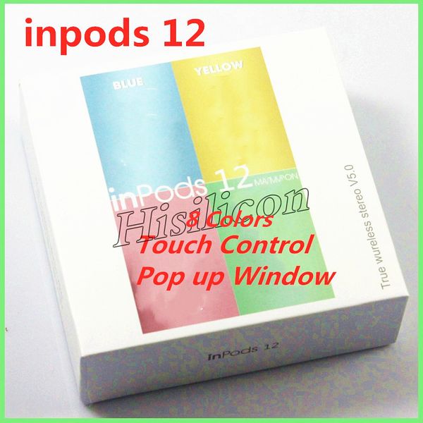 

50 шт. 8 цветов macaron inpods 12 inpods12 tws беспроводные наушники bluetooth v5.0 с всплывающим окном сенсорное управление гарнитурой для