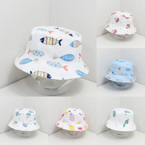 

fashion baby girl summer sun hat cartoon animals printed bucket hats children boys summer lovely sunshade sunscreen cap m6, Yellow
