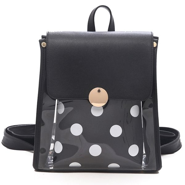 

korean version of the summer transparent small shoulder bag female wild jelly small backpack student leisure black