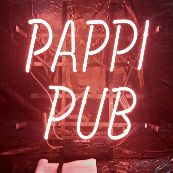 

pappi pub led неоновая вывеска пользовательские открытый бар клуб дисплей развлечения украшения стекло неоновая лампа свет металлический кар