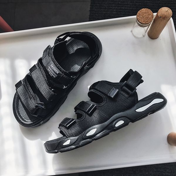 

summer sandals men's 2019 new sandals and slippers korean ins trend personality wild casual sports beach shoes, Black