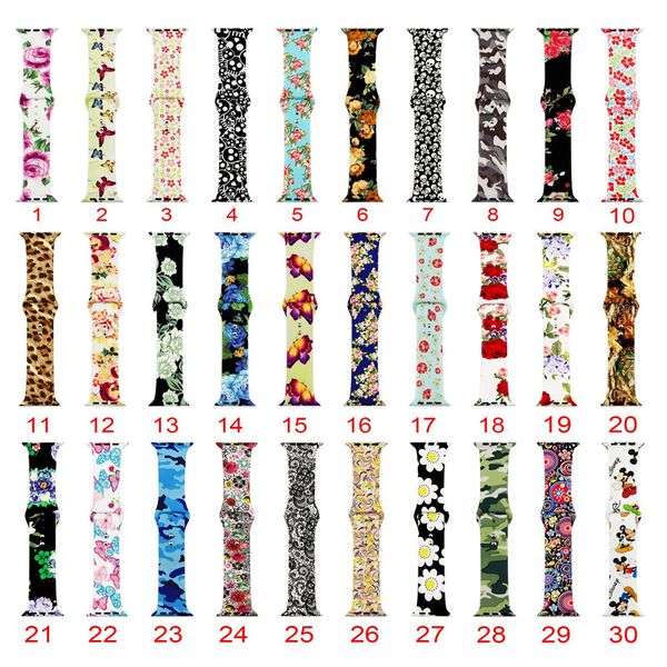 

floral flower sport silicone strap for apple watch band 42mm 38mm 44mm 40mm iwatch series 4/3/2/1 wrist bands bracelet watchband