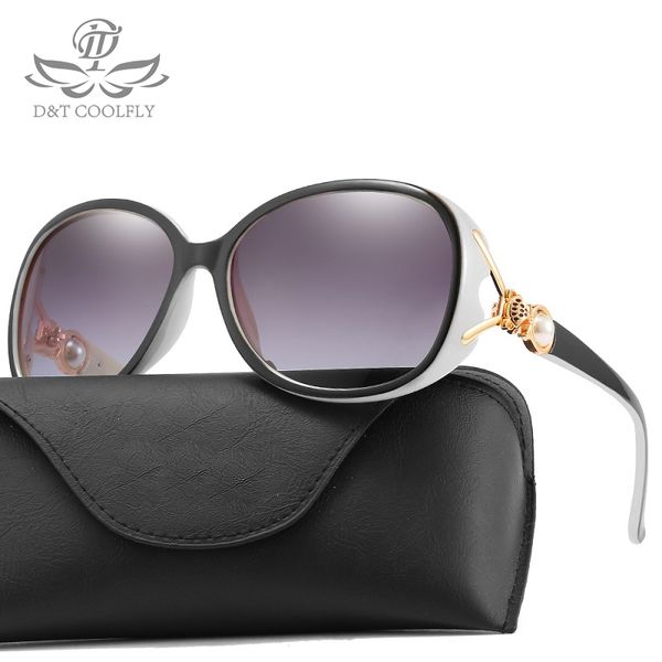 

d&t 2019 fashion vintage sun glasses women polarized brand designer unique foxhead with pearl luxury oval sun glasses uv400, White;black