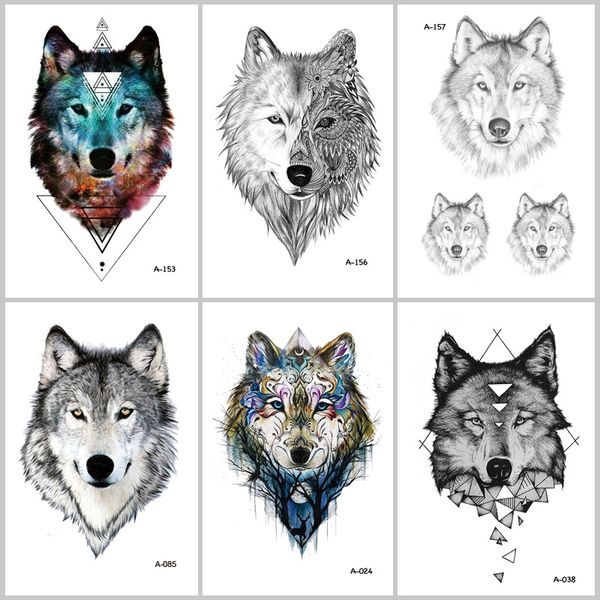 Wyuen Hot Design Wolf Temporary Tattoo For Women Body Art Animal Waterproof Men Tattoo Sticker 9 8x6cm Fake Tattoo A 069 Fake Tatoos Henna Tattoo