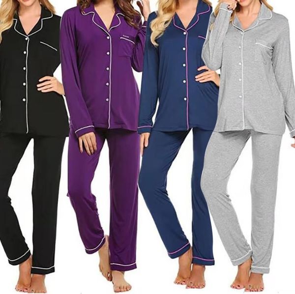 

autumn spring women designer pyjamas casual simple comfortable and solft women home pyjamas womens classic pyjamas, Black;red